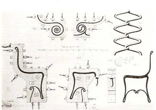 Technical drawing from one of Thonet's patent applications. 