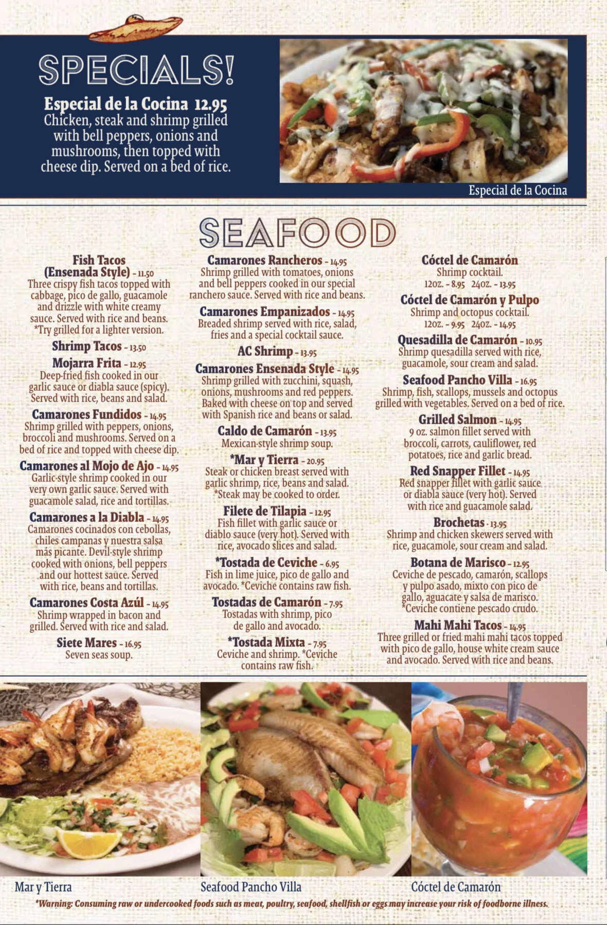 FOOD MENU — Pancho Villa's Mexican Restaurant