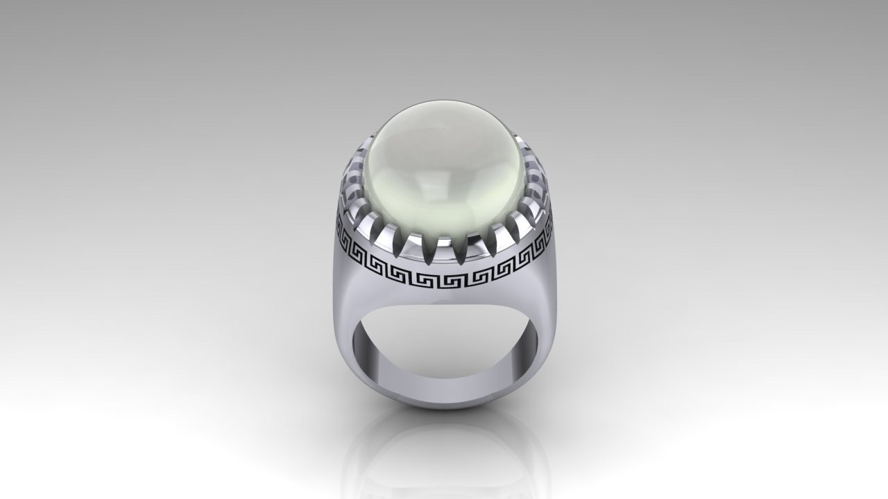 Men's Sterling Silver Moonstone ring