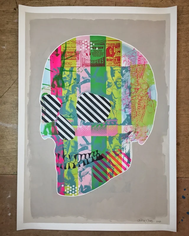 SKULL I - (102 x 72 cm) - Price: €800 Acrylic and screen print on paper