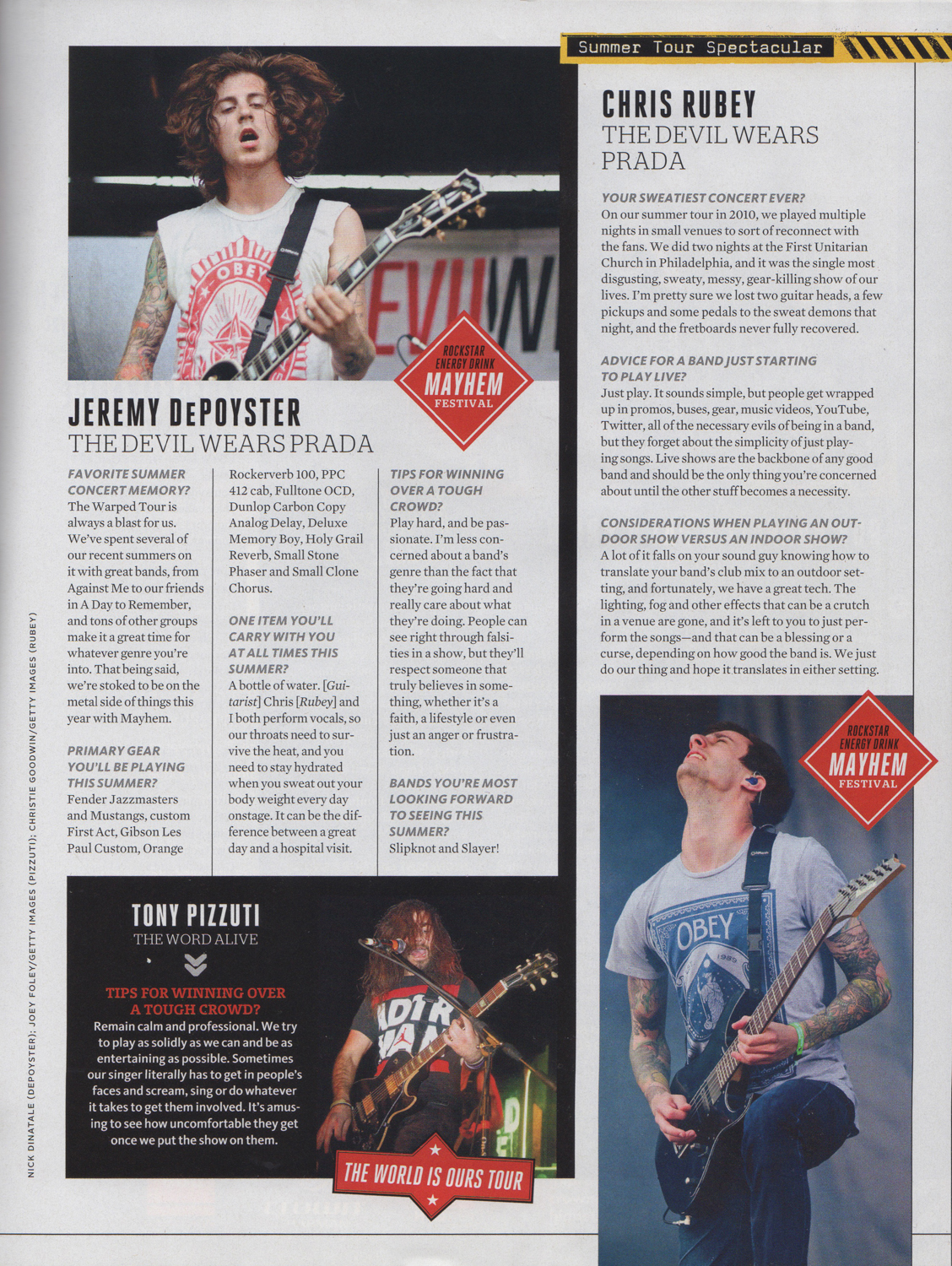  Guitar World - June, 2012  Summer Tour Spectacular ,&nbsp;pg. 63 