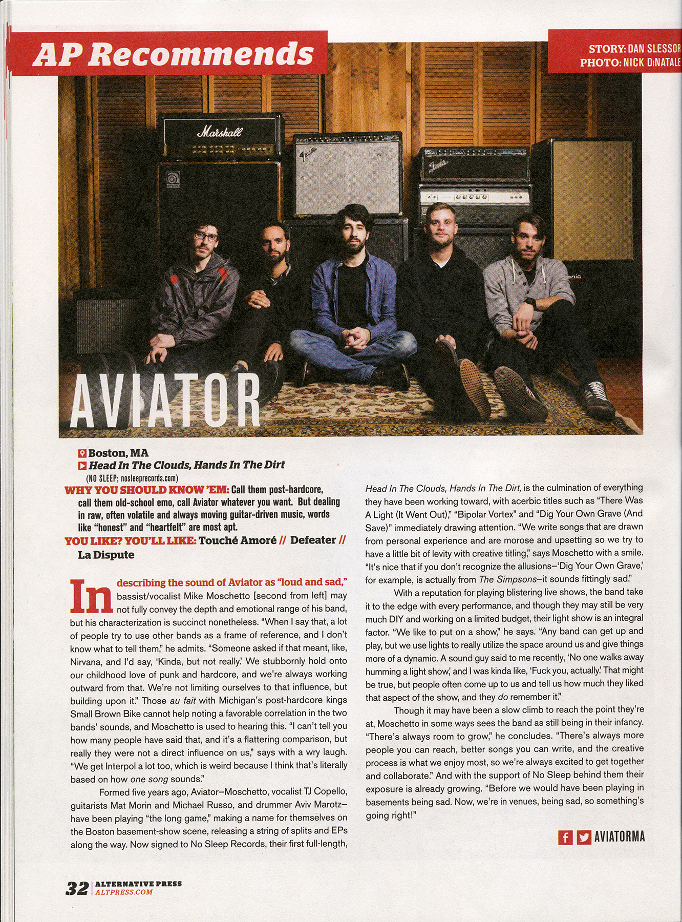  Alternative Press 319 - February, 2015  AP Recommends  Aviator, pg. 32 