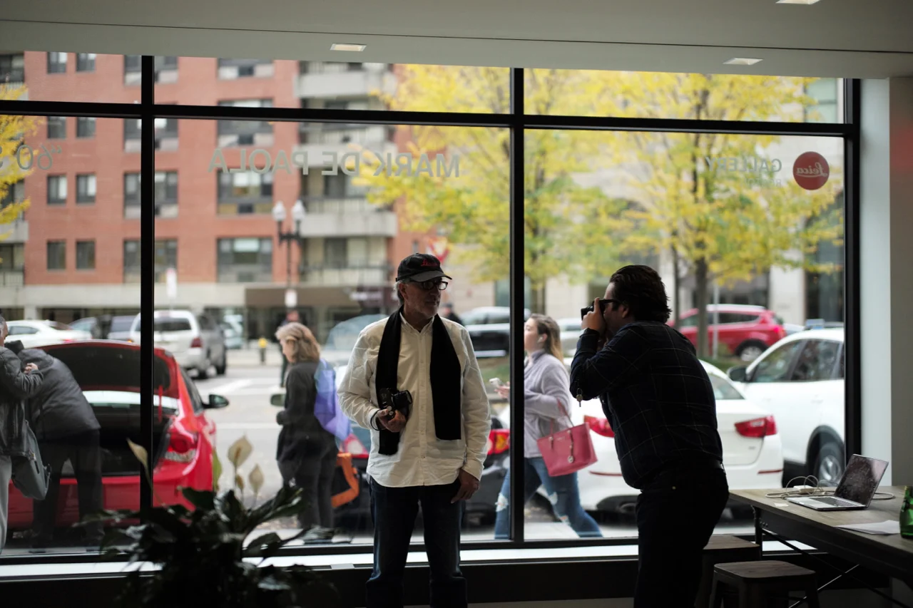 Mark de Paola having his photograph taken at Leica Store and Gallery in Boston