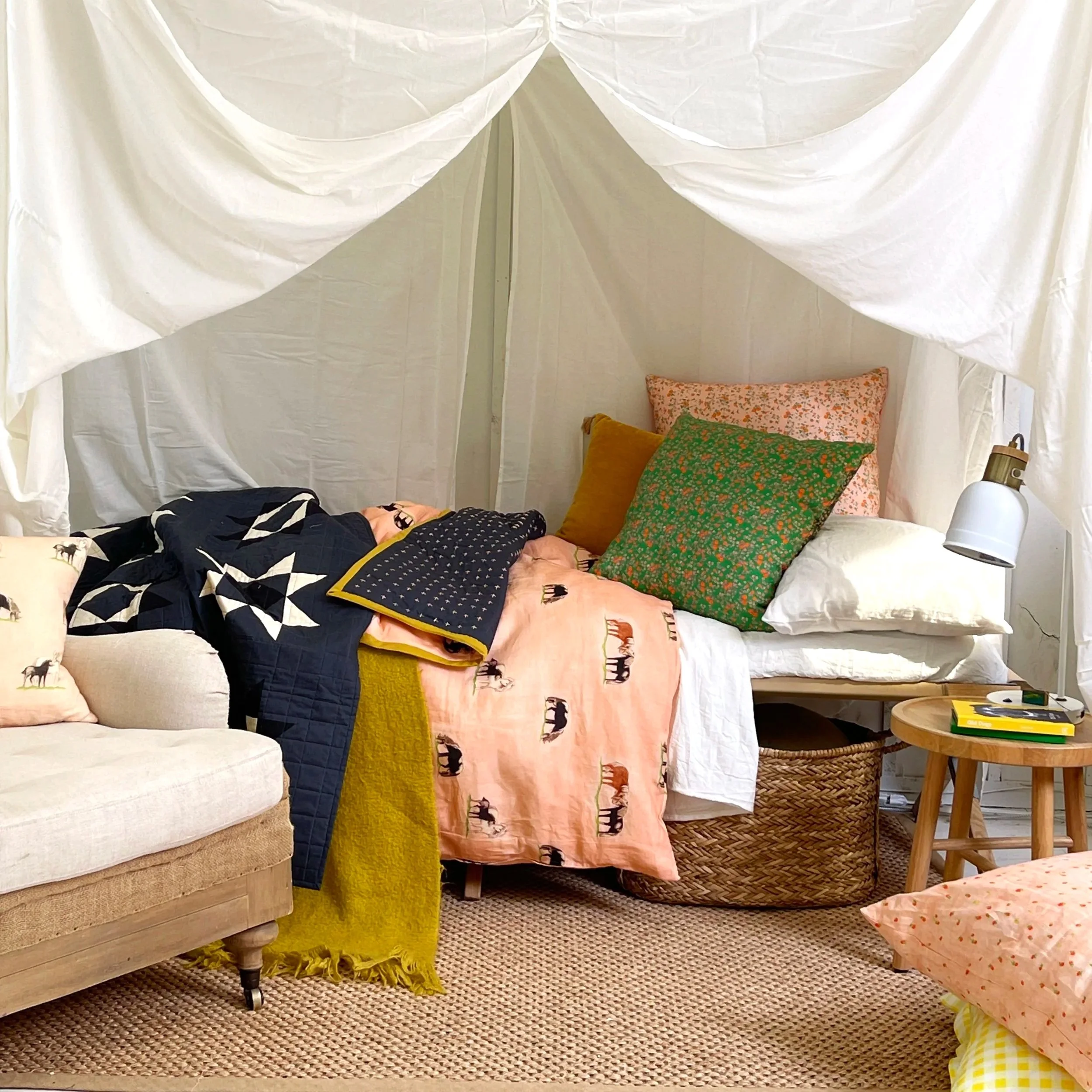 Ponies on Belgian Linen, by the yard