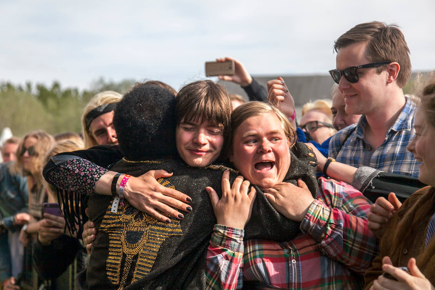 Charles Bradley hugging fans