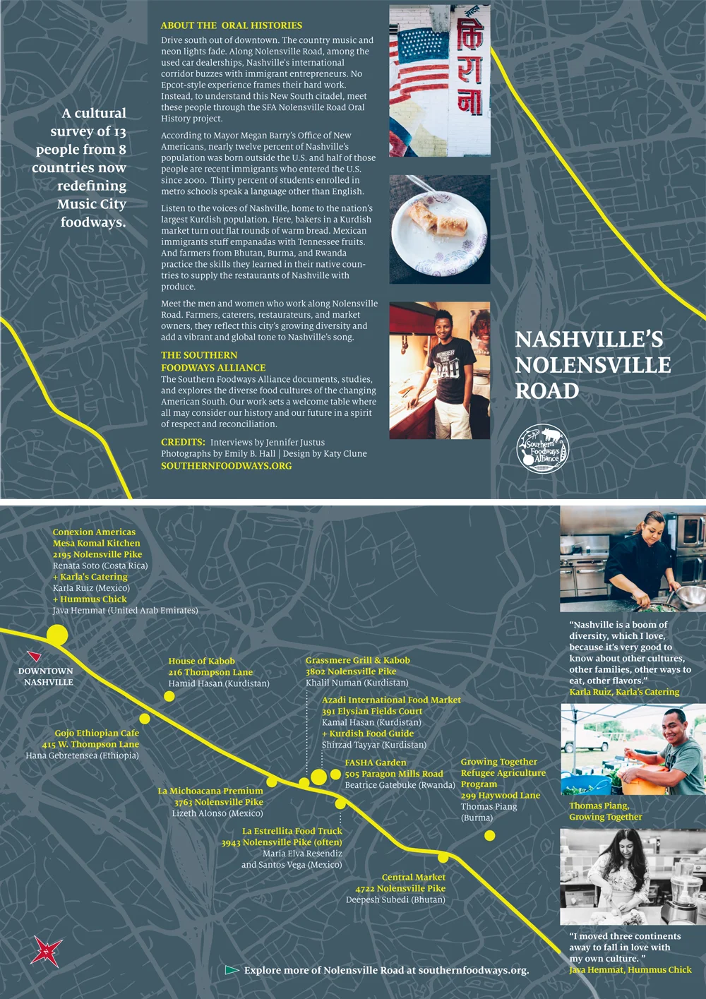 Brochure with map promoting a new Southern Foodways Alliance oral history project. 