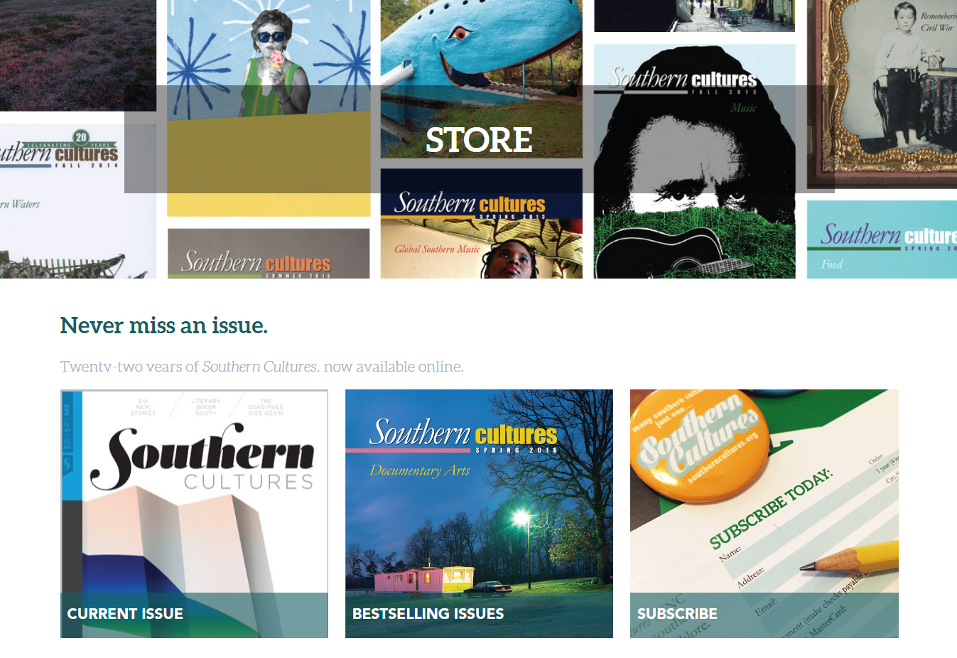 For the fist time in the journal's history, issues can be purchased at southerncultures.org. 