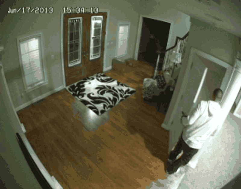 Aaron Hernandez in his home just moments after - prosecutors said - he murdered Odin Lloyd, a semi-pro football player from Boston. 
