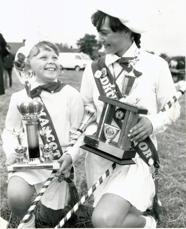 Adele (left) and Kim in the majorettes