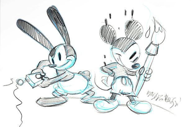 Illustration of Oswald and Mickey by Fabrizio for Adele
