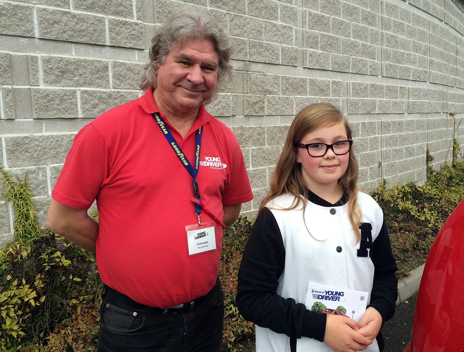 Amber with her Young Driver driving instructor Tim Bentley