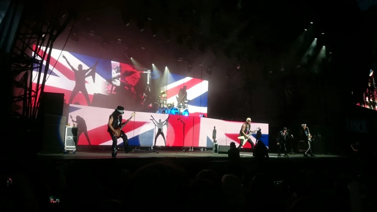 Scorpions on stage at Ramblin' Man Fair, Maidstone, Kent