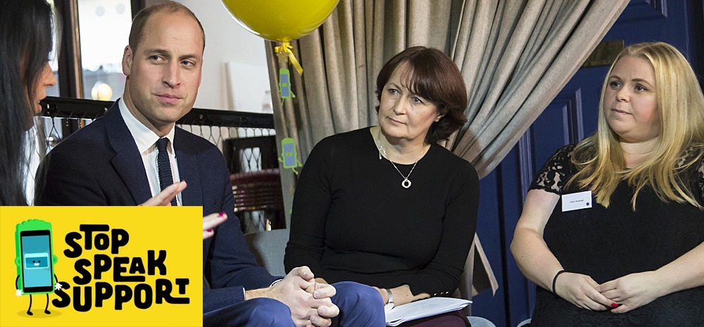 Adele meeting HRH Prince William at the launch of the Stop, Speak, Support campaign