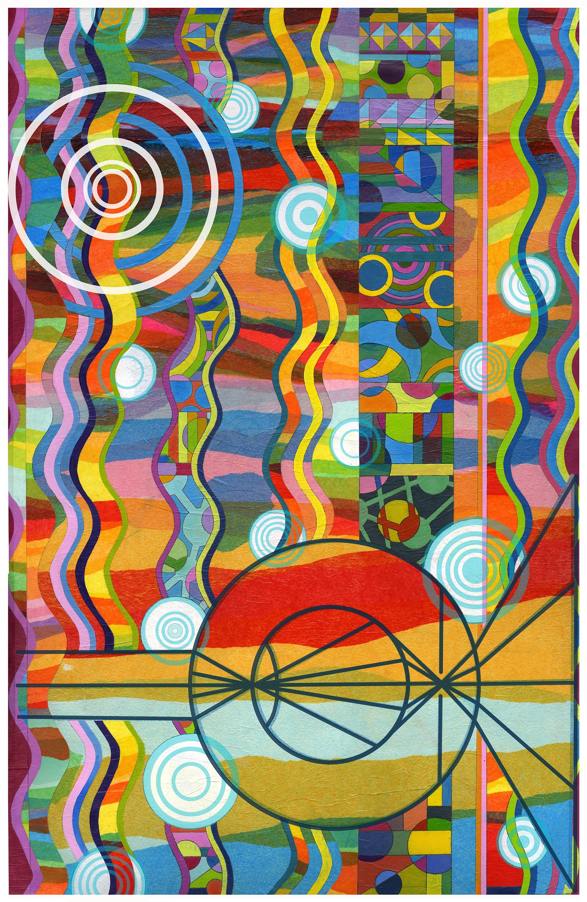 Serigraph acrylic, tissue paper