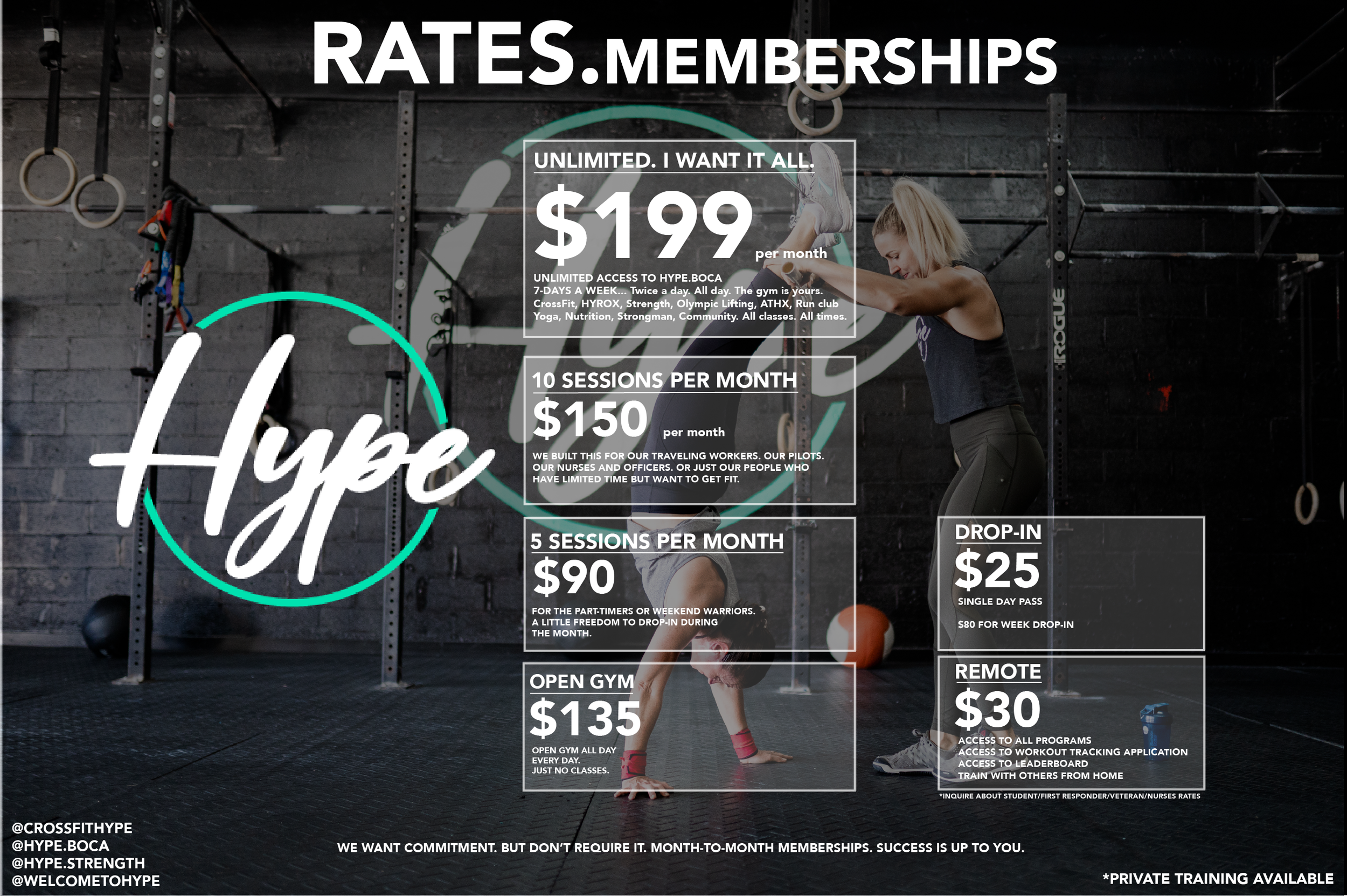 CrossFit Hyrox Training gym athletic facility in east boca raton florida prices rates membership