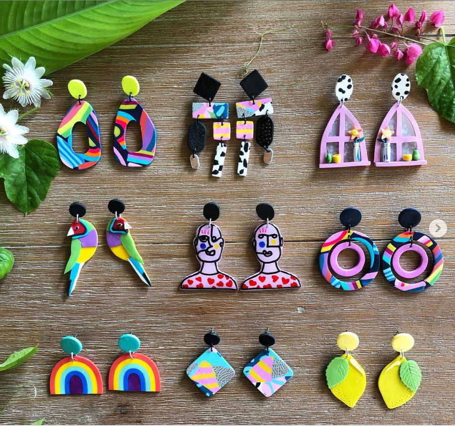 Vibrant polymer clay earrings