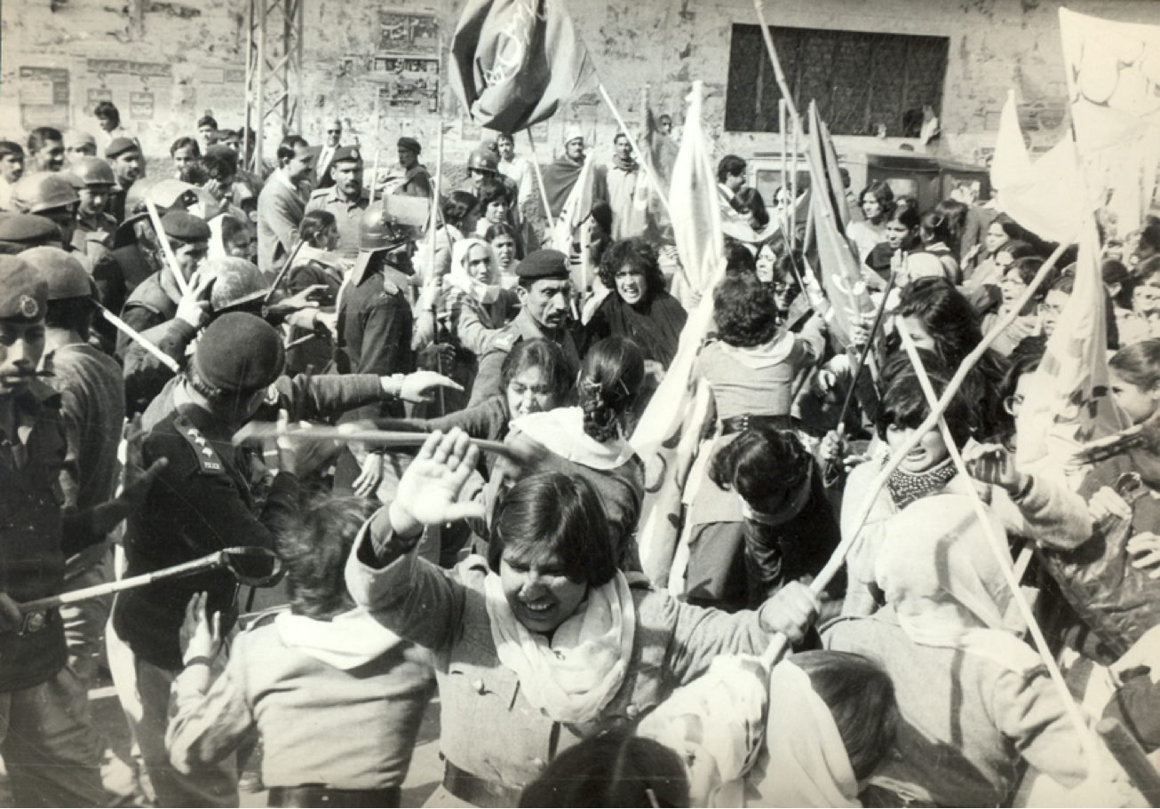 Baton charge on protesters at Hall Road, Lahore. 12 February 1983. Photographer: Azhar Jaffery. ( Source )
