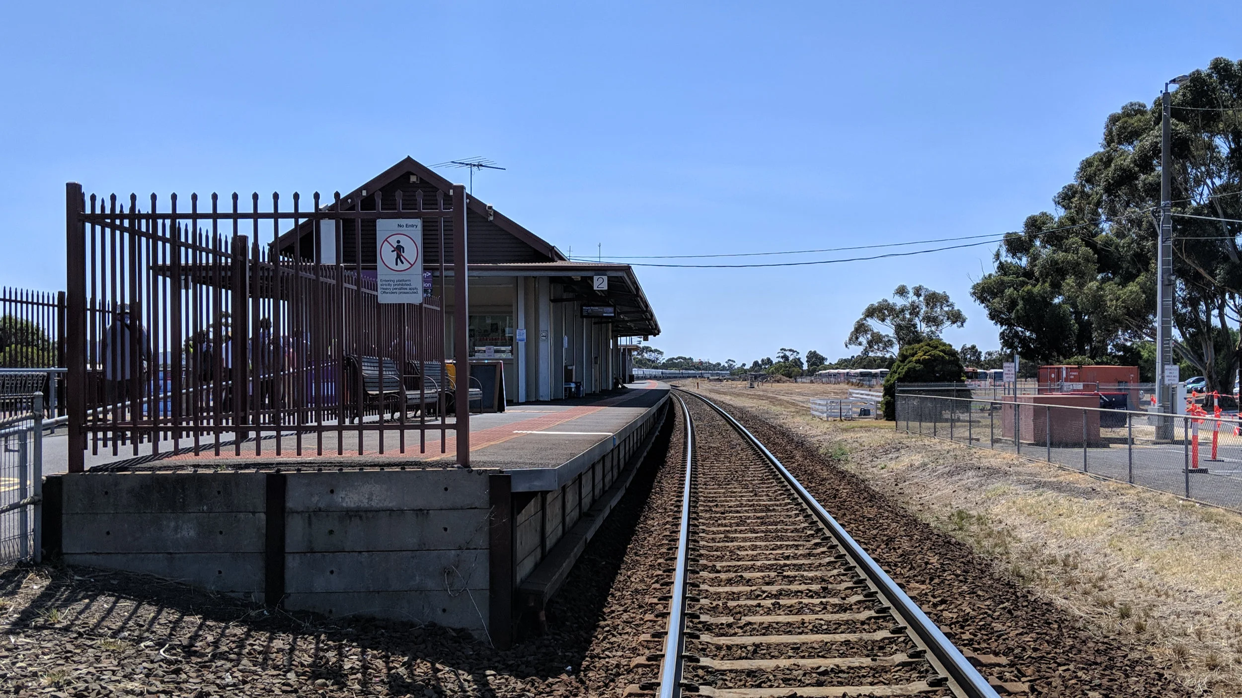 Walking into Lara railway station.