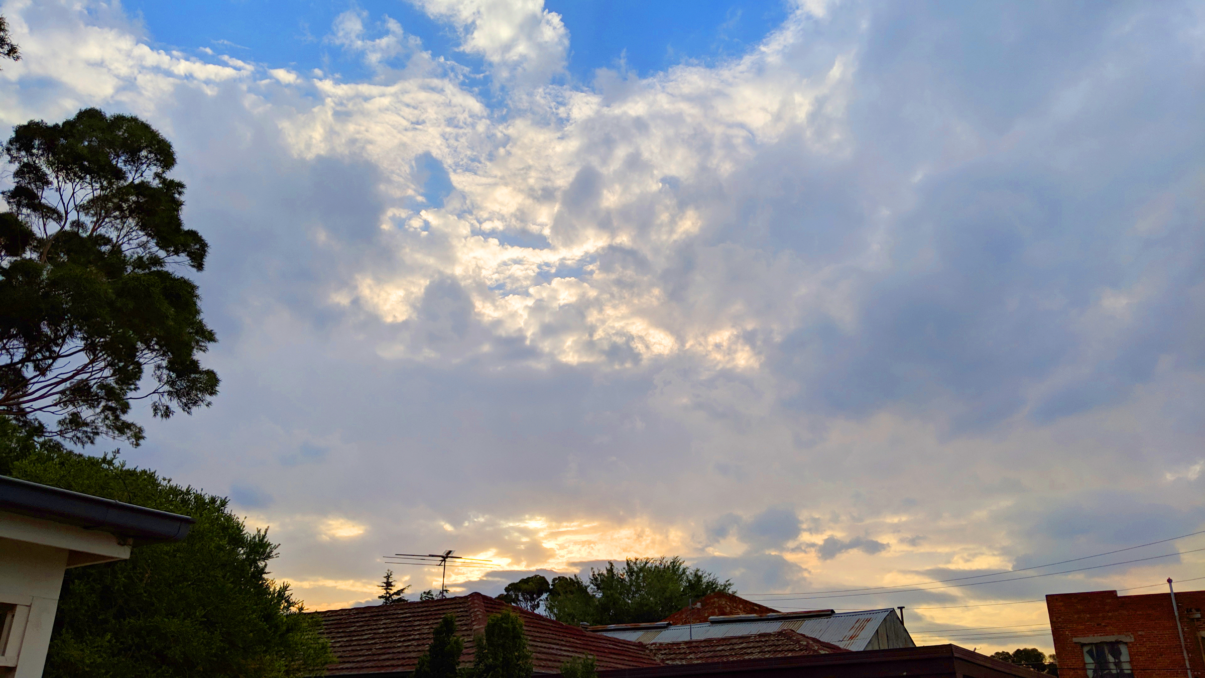 Dramatic skies at sunset in Kingsville, Victoria, Australia.