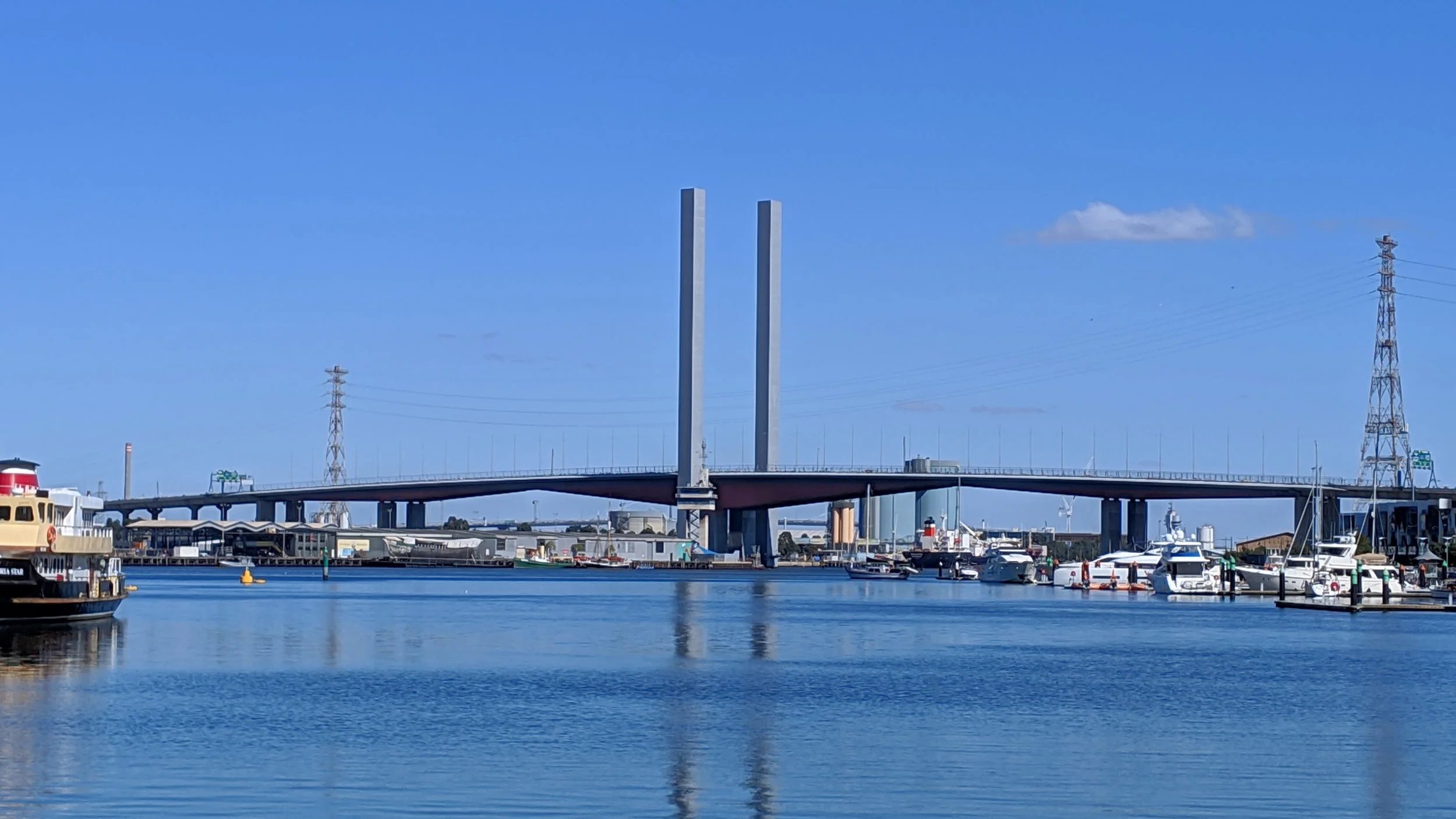 Bolte Bridge as seen from Docklands, Melbourne during Run for the Kids 2019