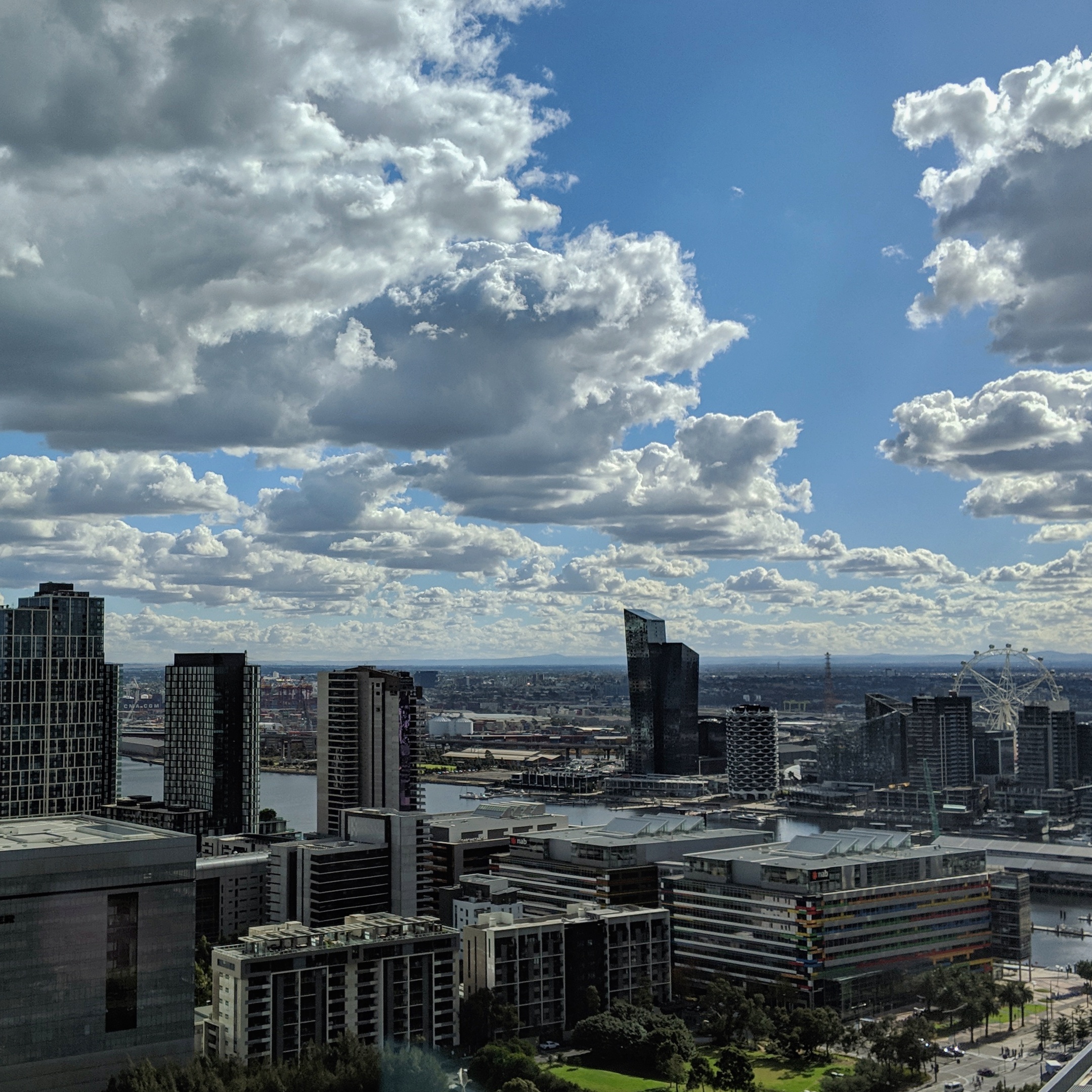 Fluffy clouds as far as the eye can see.