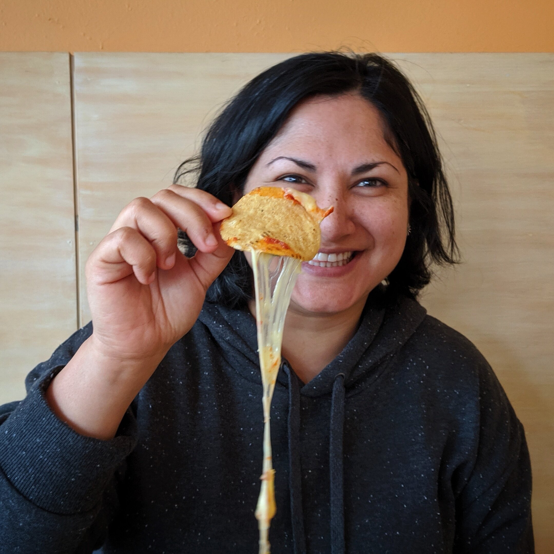Enjoying the nachos from The Naked Egg in Yarraville — our favourite weekend brunch spot.