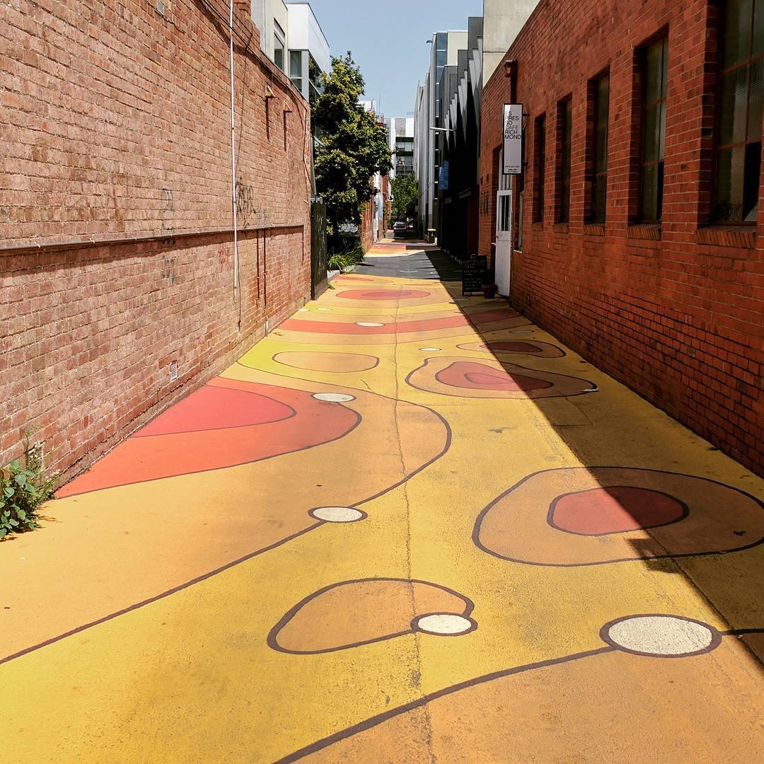  Painting the alleyways of Richmond red. And orange. A little white. Mostly yellow, though. 