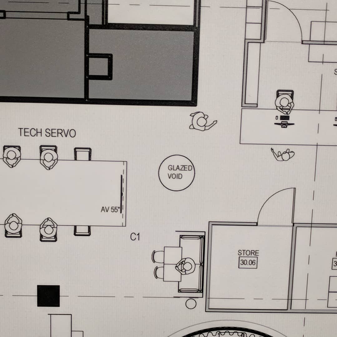  What a delicious addition to our new office! Right next to the Tech Servo, too, so you can do your screaming while having your laptop fixed #screamintotheglazedvoid #floorplan 