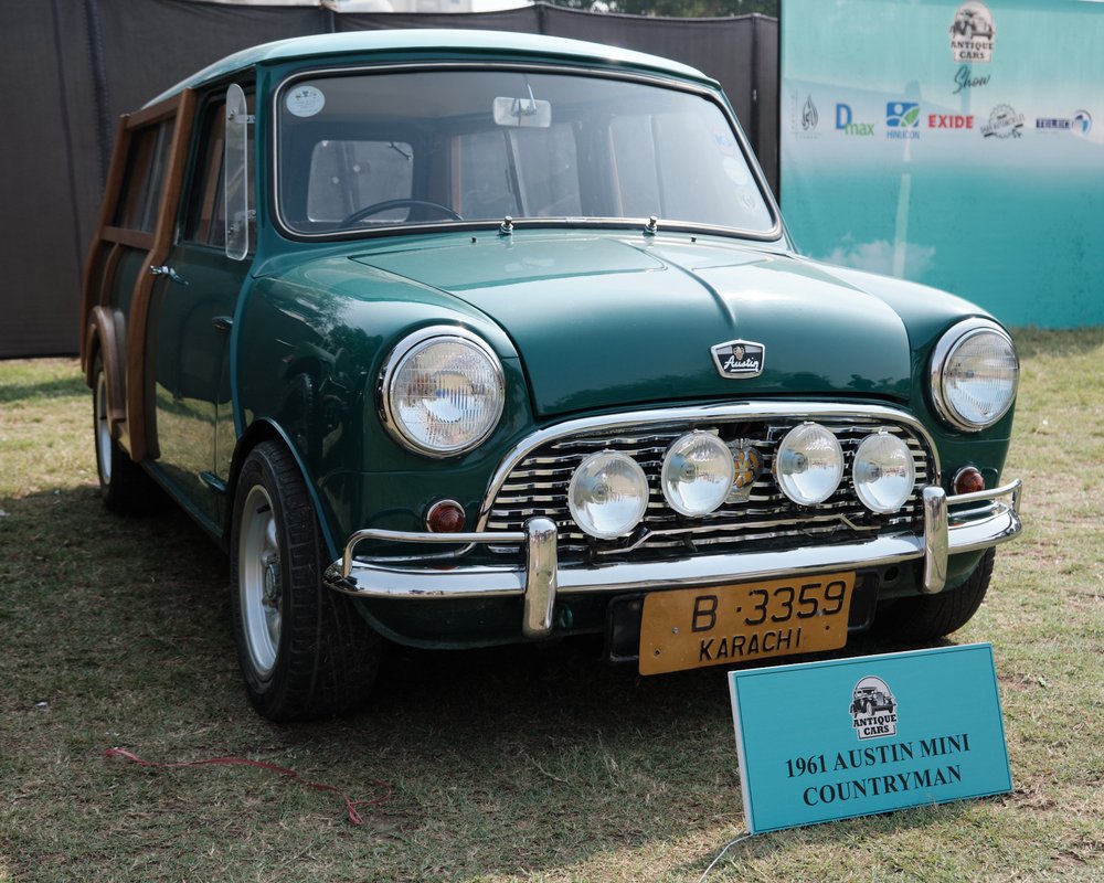 1961 Austin Mini Countryman at Antique Car Show Karachi 2024