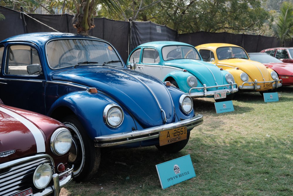 Colourful VW Beetles at Antique Car Show Karachi 2024