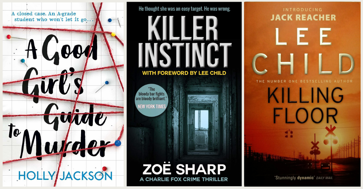 A collage of three book covers: A Good Girl's Guide to Murder, Killer Instinct, and Killing Floor