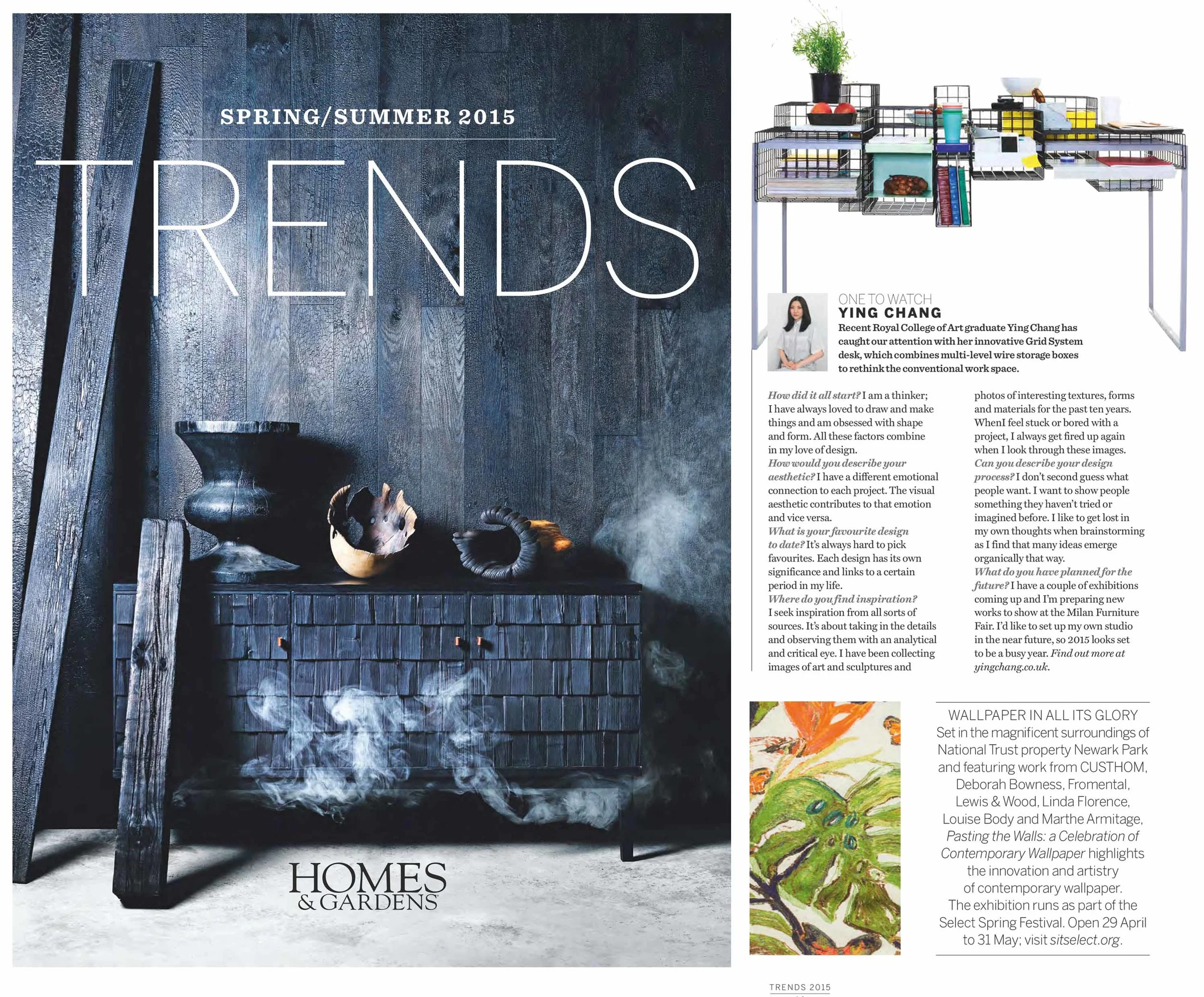 Homes & Gardens magazine, Trends, 'Shaking it up, the products and people currently making waves on the design scene' April 2015