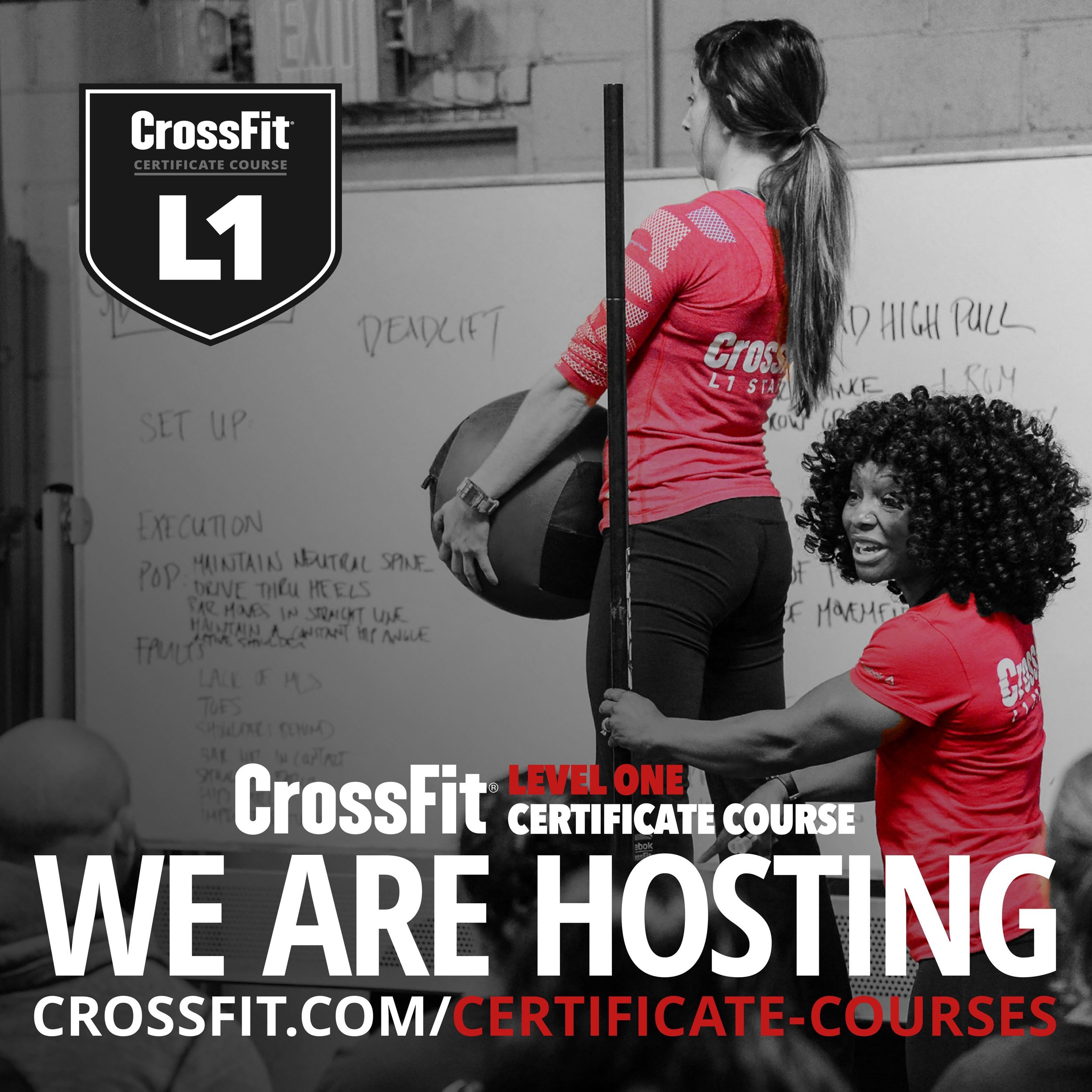 We have the honor of hosting an upcoming CrossFit Level 1 Certificate Course!

Whether you are an individual who wants to coach others or a CrossFit enthusiast who wants to learn more, this is a fantastic course led by the best of the best. We will b