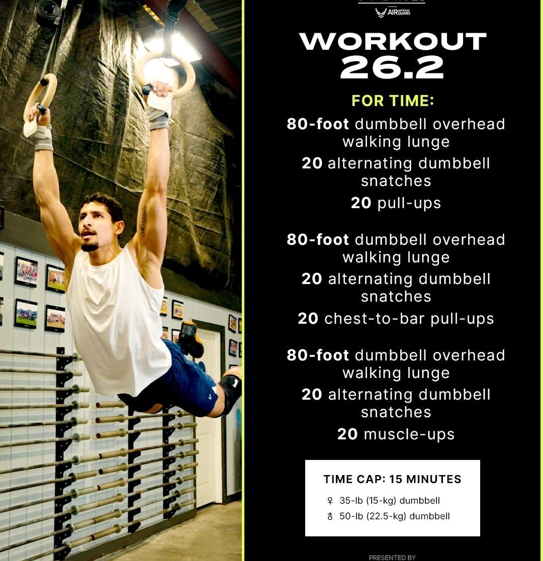 It&rsquo;s go time! #26point2 has been announced. Get ready to take on this workout tomorrow! You can come to a morning class (5, 6:15, 9:30am, or 12pm) or to Friday Night Lights to complete the workout.

Here are some details for FNL:

👉🏼Gym will 