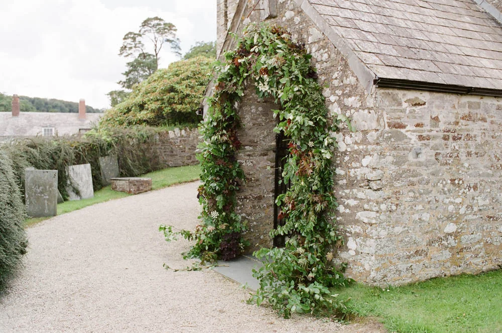 Foliage arch at Boconnoc Church