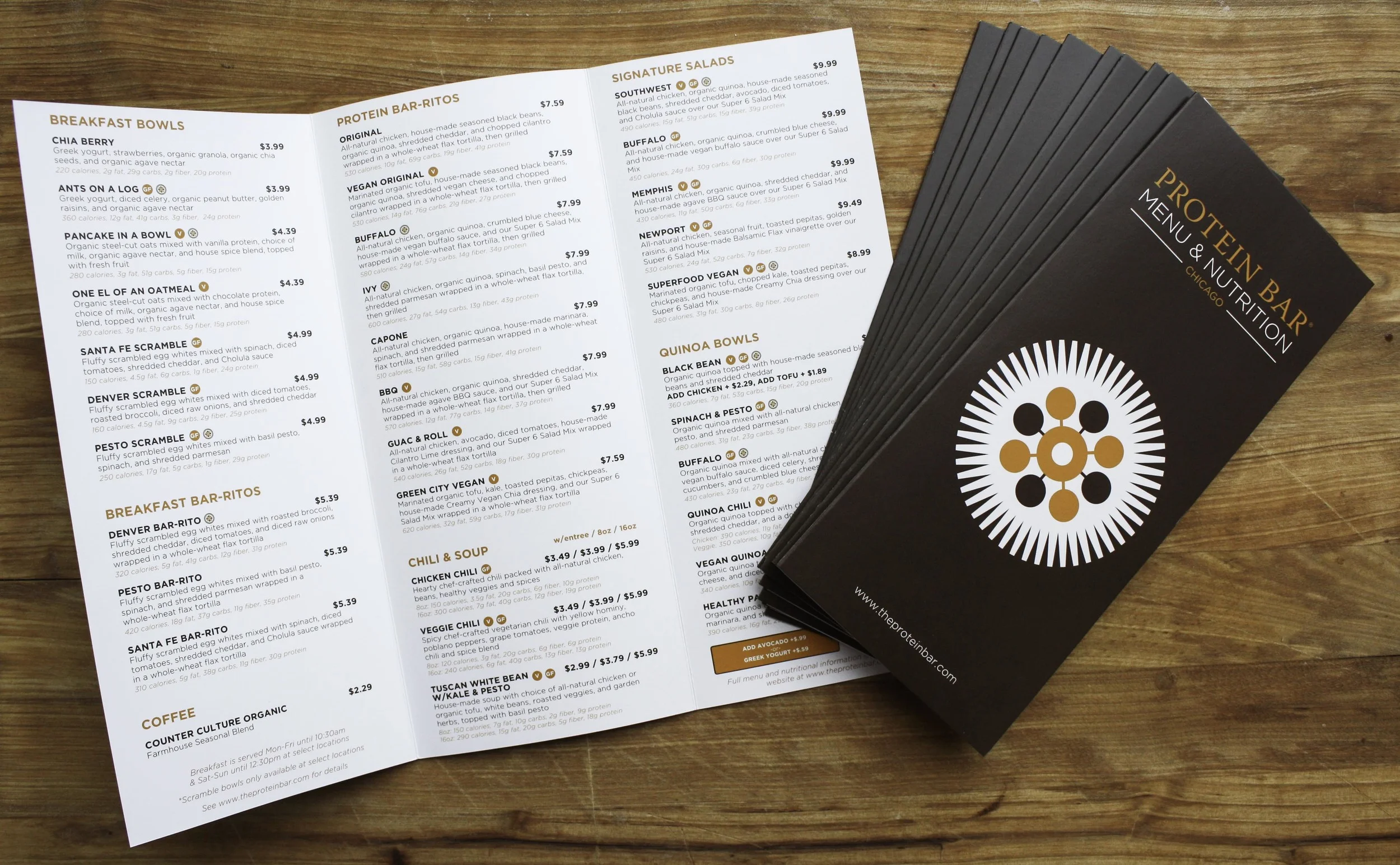 Protein Bar Restaurants Trifold Menus