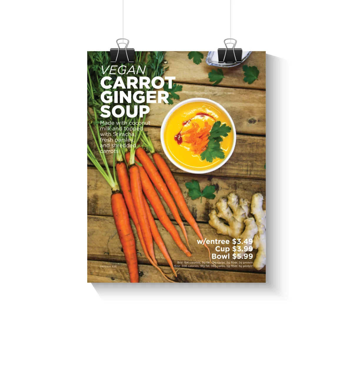 Protein Bar Vegan Carrot Ginger Soup In-store Promo Poster | by Dorey Kronick