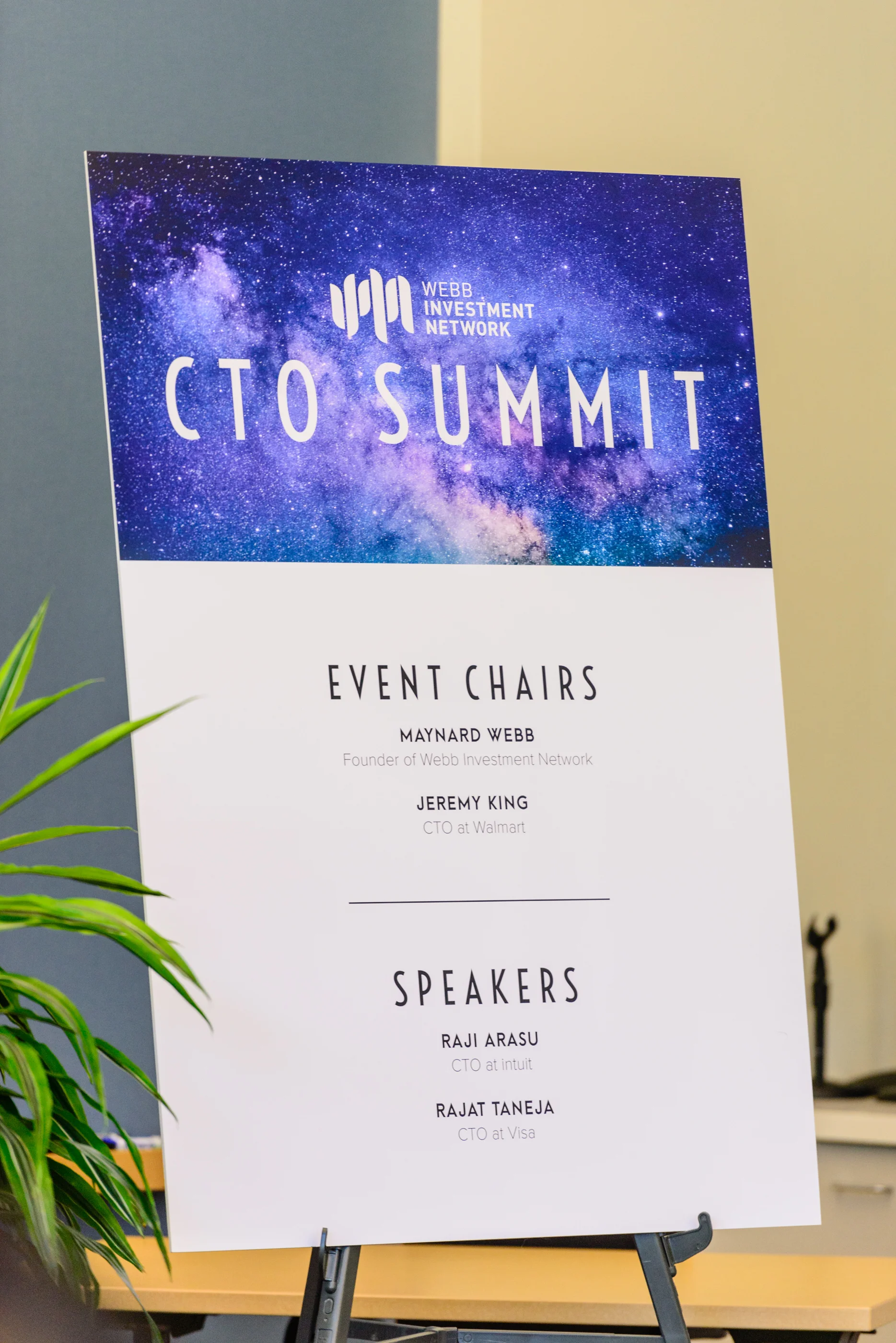 CTO Summit Event Sign for Webb Investment Network (WIN) | by Dorey Kronick