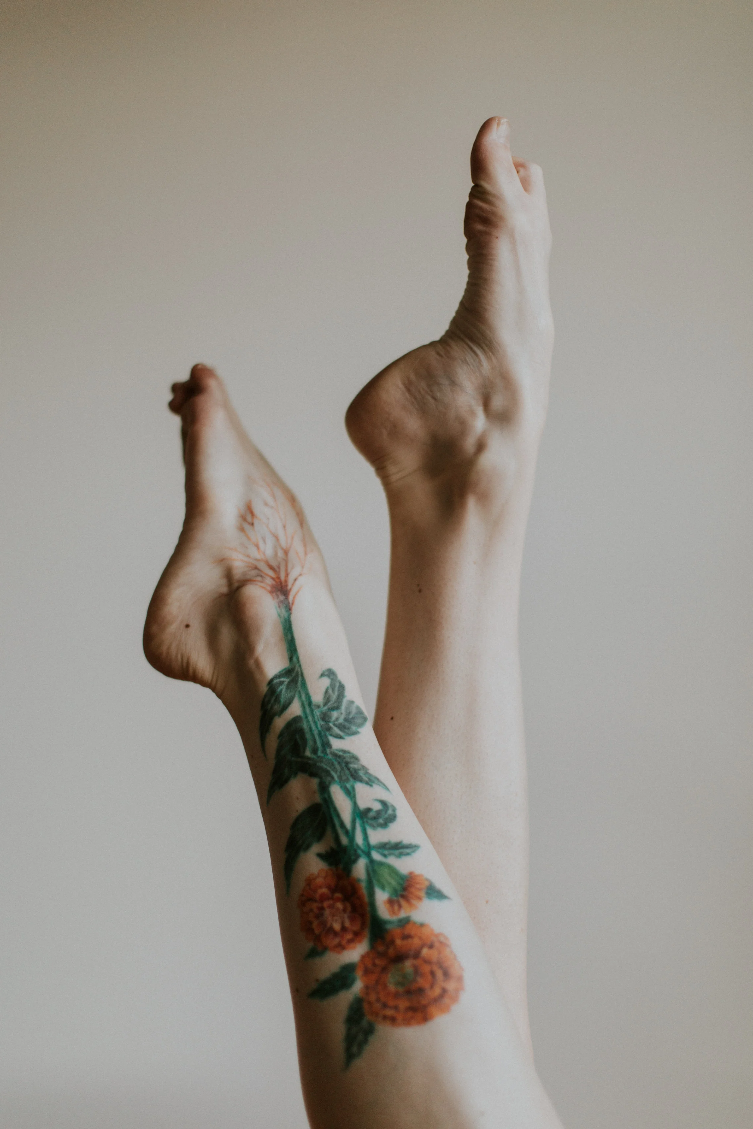 Calendula Tattoo Legs | Photo by Dorey Kronick