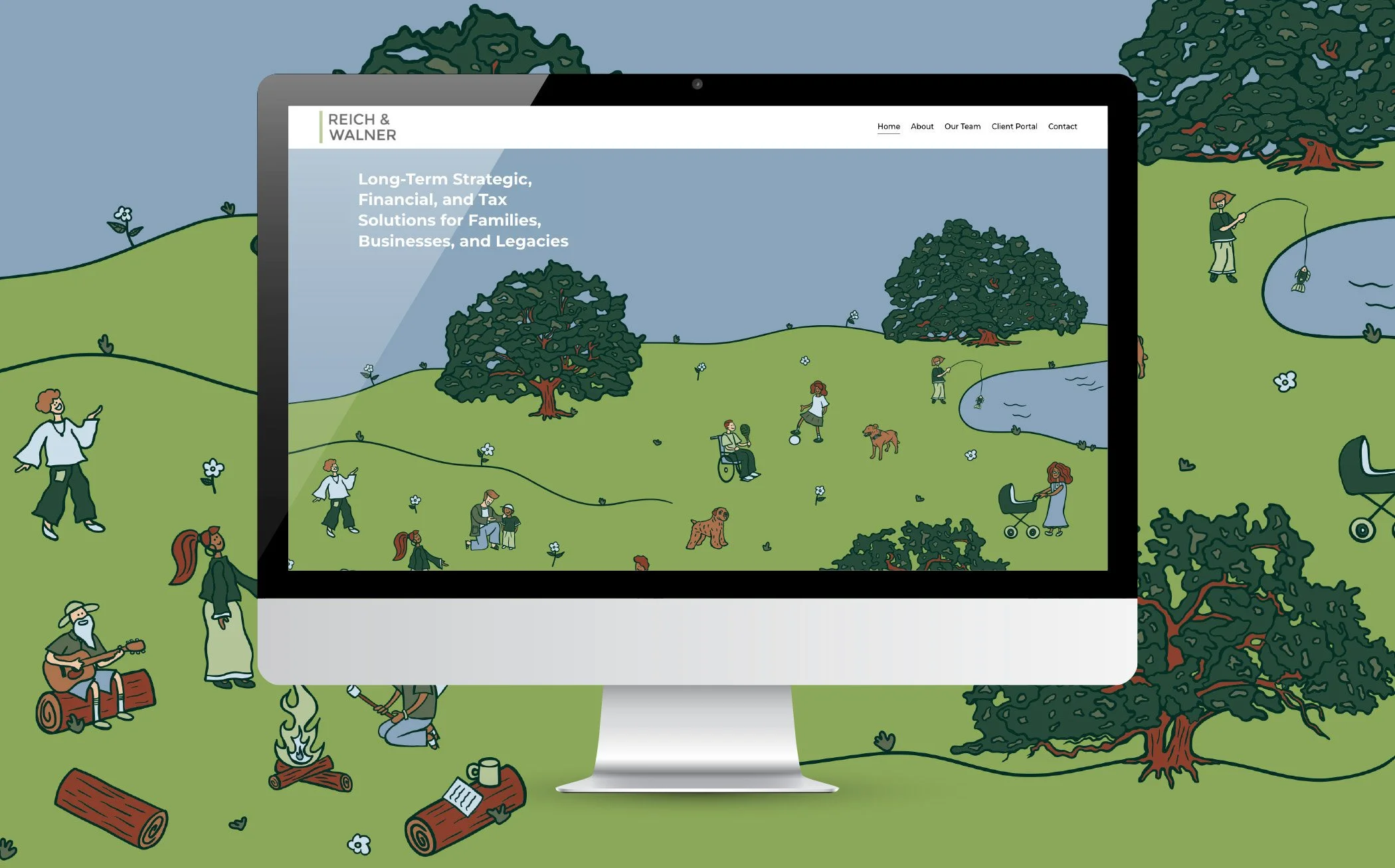 Reich and Walner LLP  Brand, logo, website design, and custom illustrations for Reich and Walner LLP