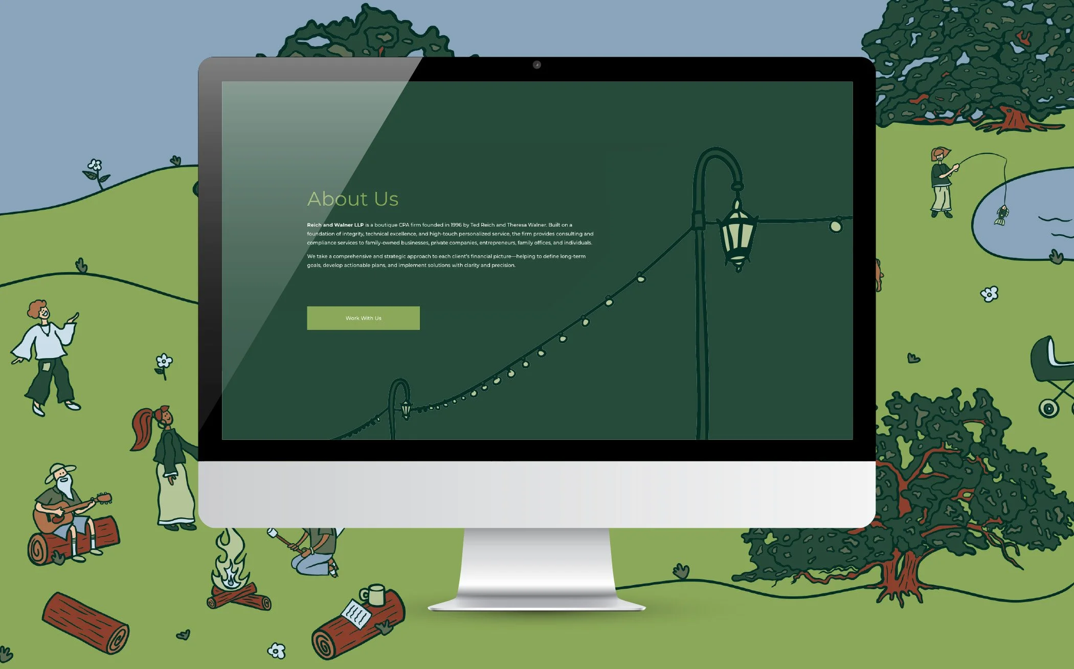 Reich and Walner LLP  Brand, logo, website design, and custom illustrations for Reich and Walner LLP