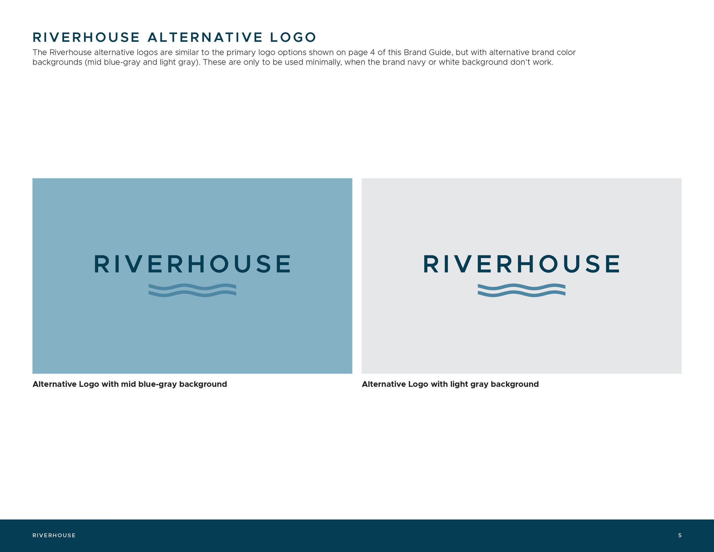 Riverhouse Brand Guide logo page by Dorey Kronick