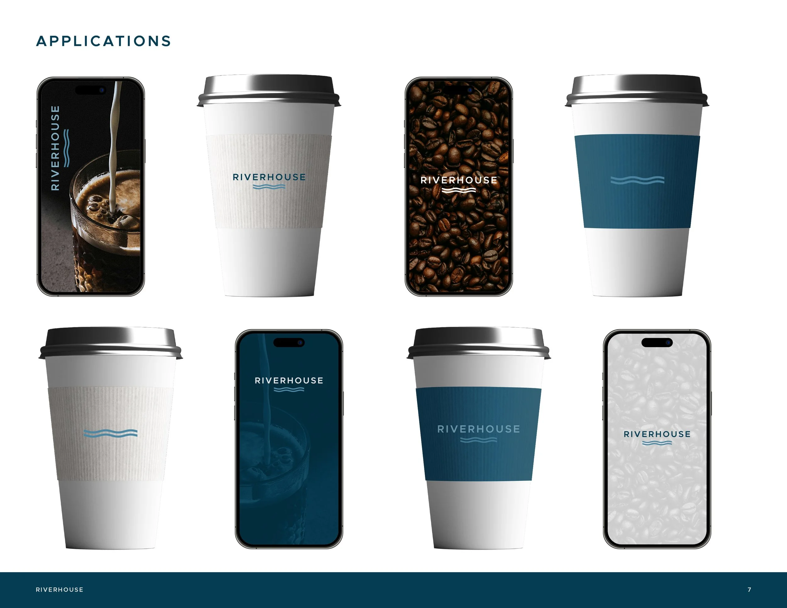 Riverhouse Brand Guide logo applications page by Dorey Kronick