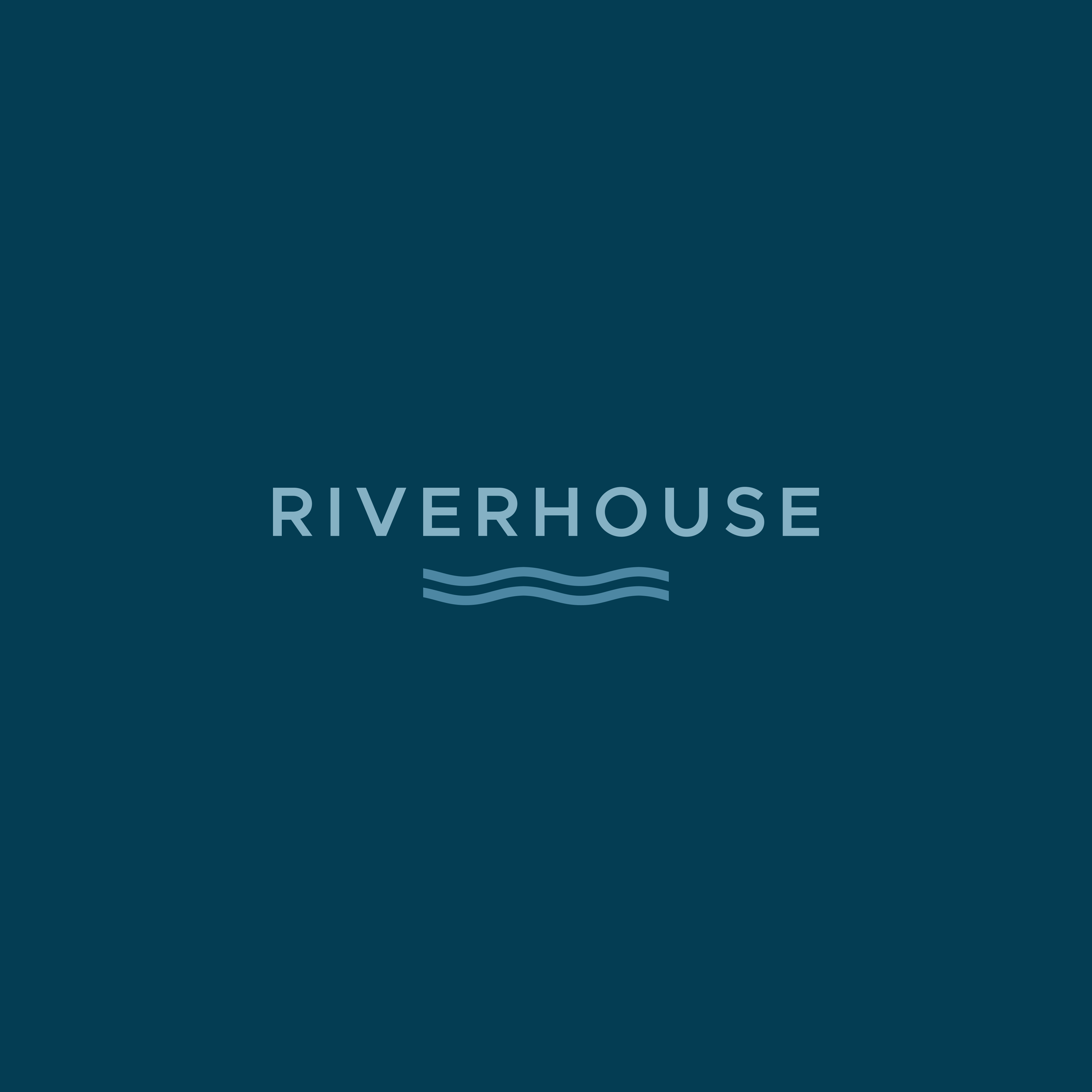 Riverhouse cafe, lounge, training center, conference room, and amenity floor space logo by Dorey Kronick