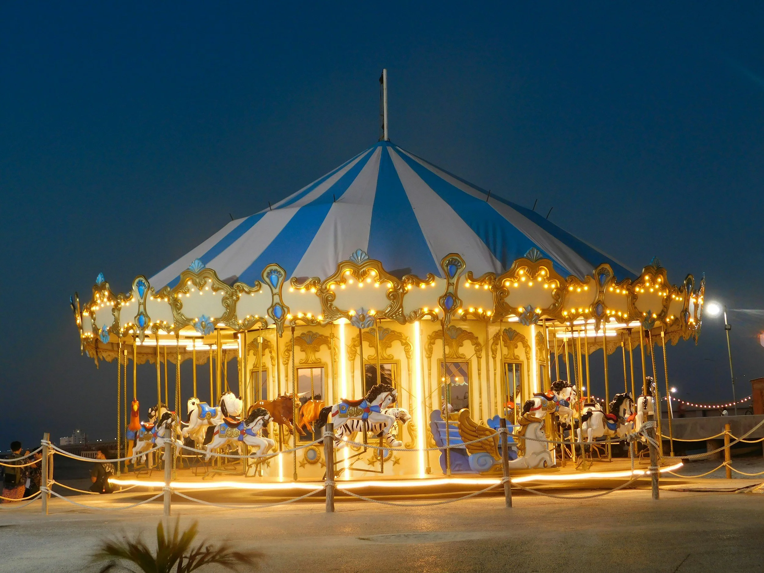A brightly lit carousel