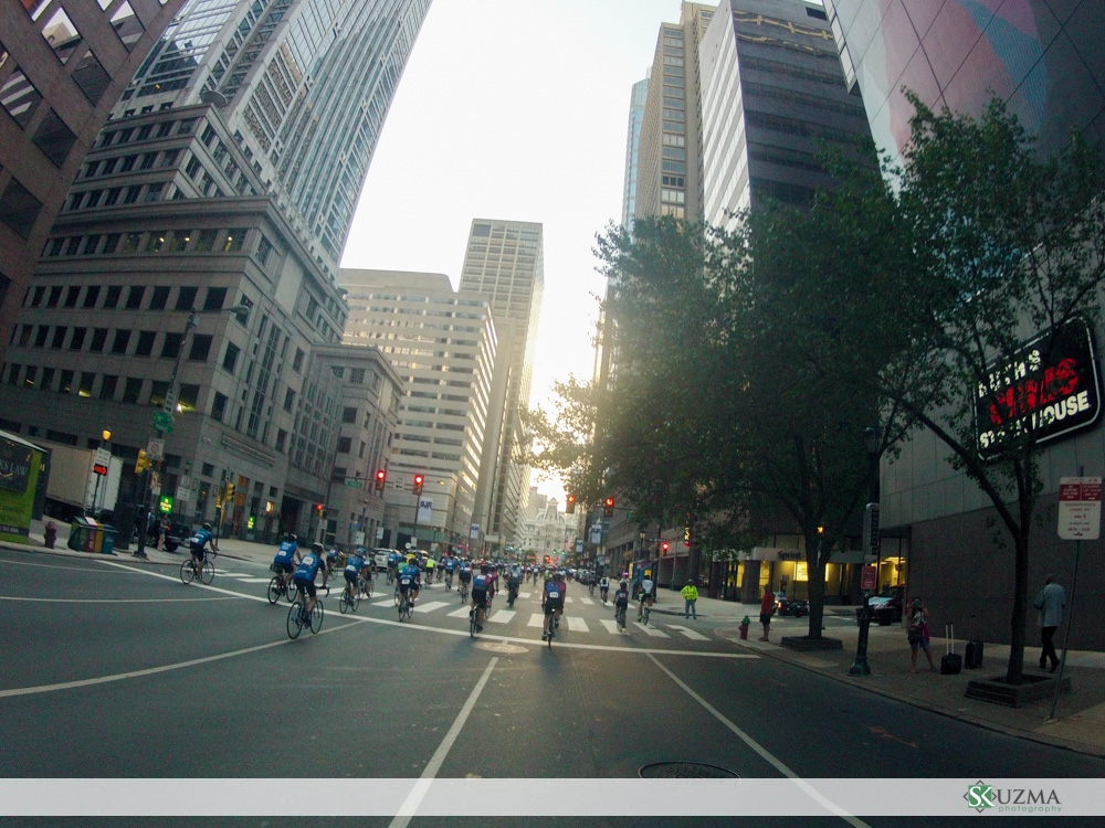 An empty Market St. in Philadelphia for us to ride down