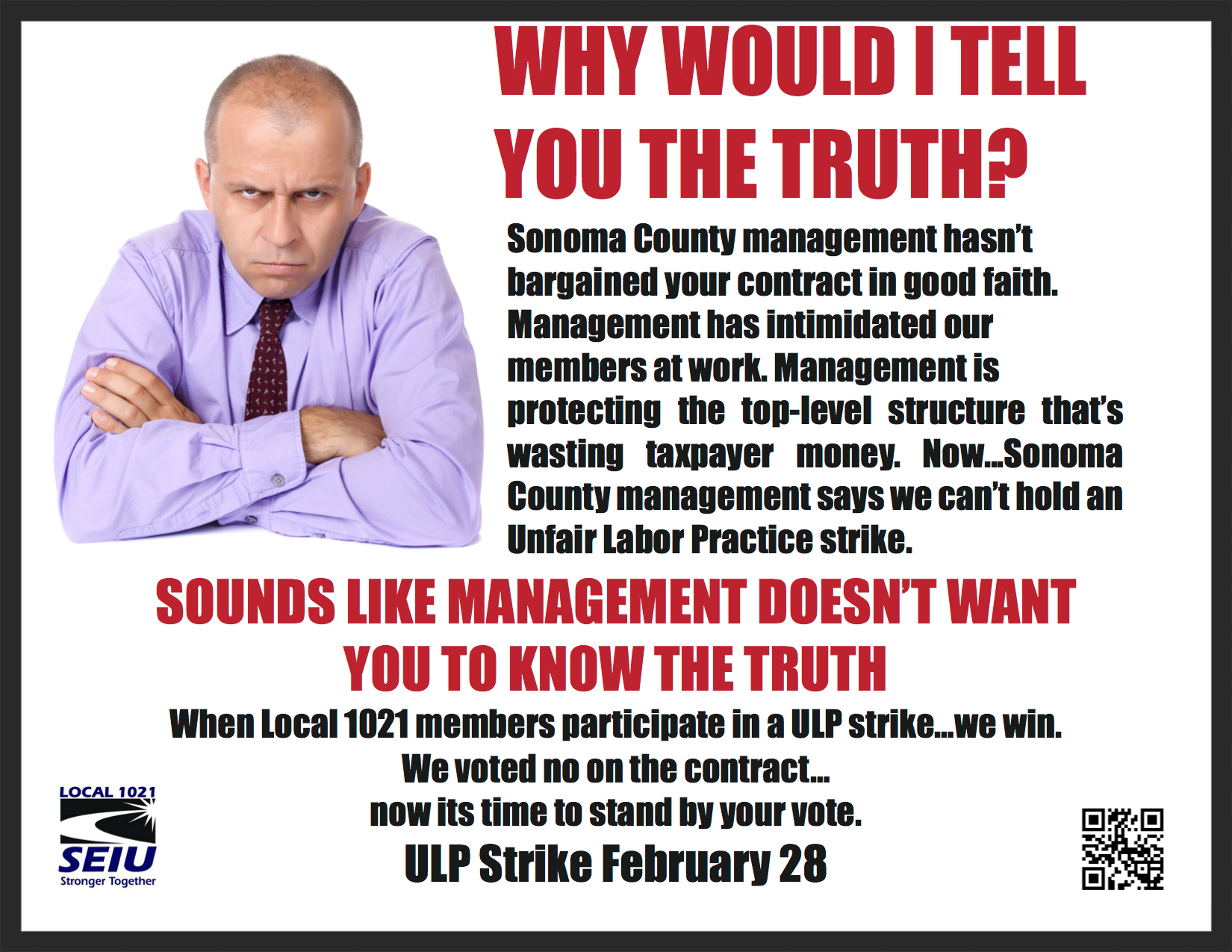 Promo for Sonoma County contract negotiations at SEIU Local 1021.