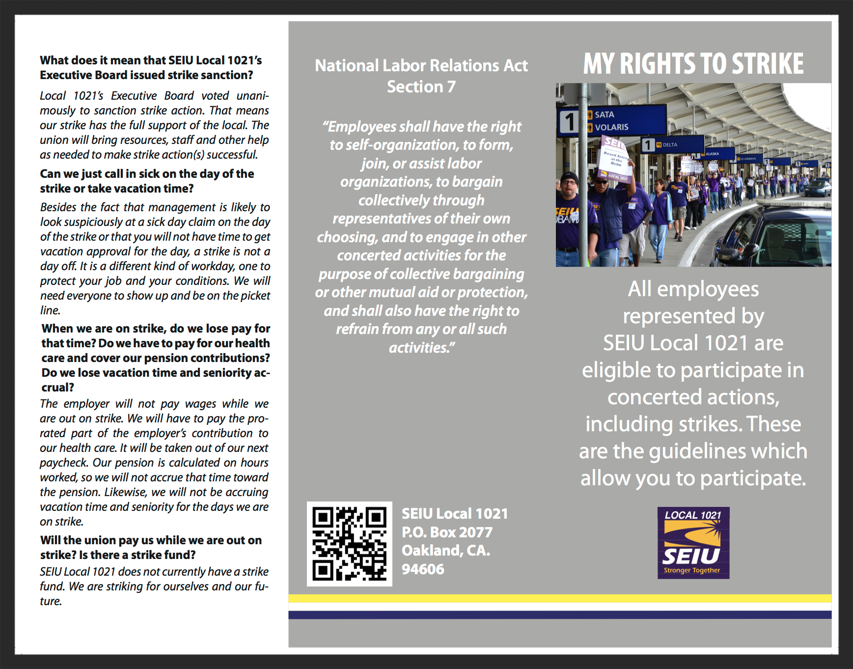Three-panel pamphlet (1 of 2) used to educate union members of their rights.