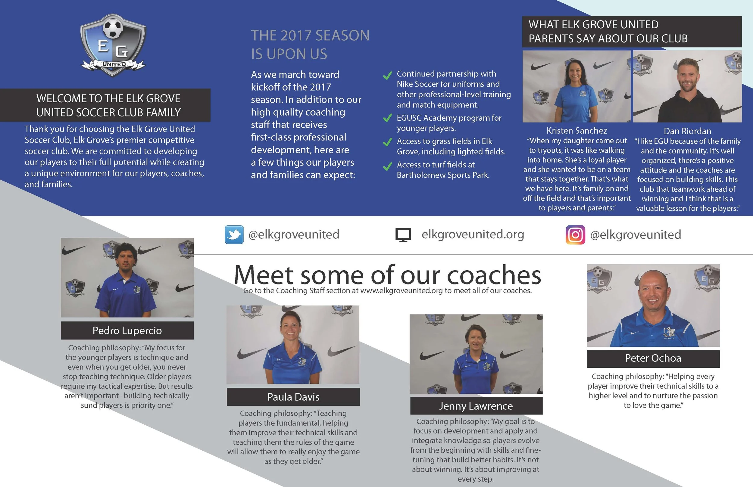 page two of two of elk grove united soccer club information brochure