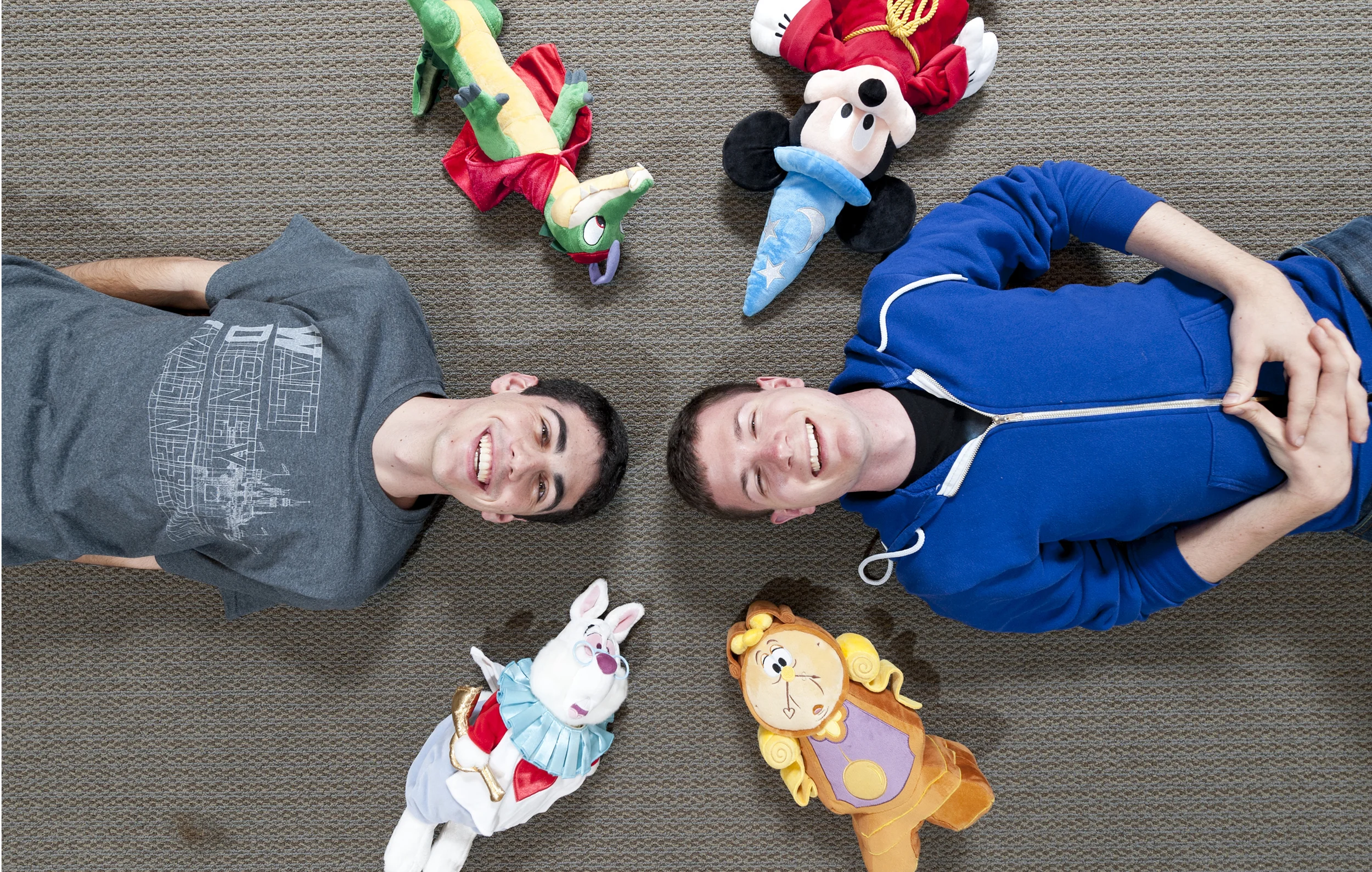 LOS ANGELES, CA – First-year mechanical engineering student Matthew Friedman, left, and fourth-year Spanish and global studies student Steven Sterrett in Rieber Terrace in January 2012. The two started the first-ever Disney Club at UCLA.